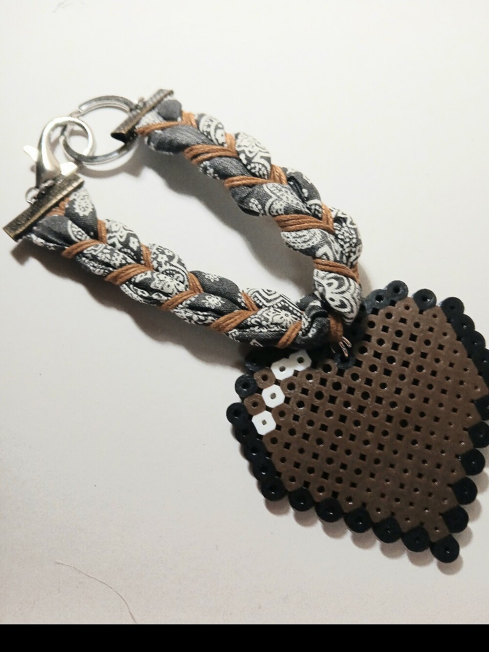 Handmade Beaded Heart Leather Keychain Bag Charm